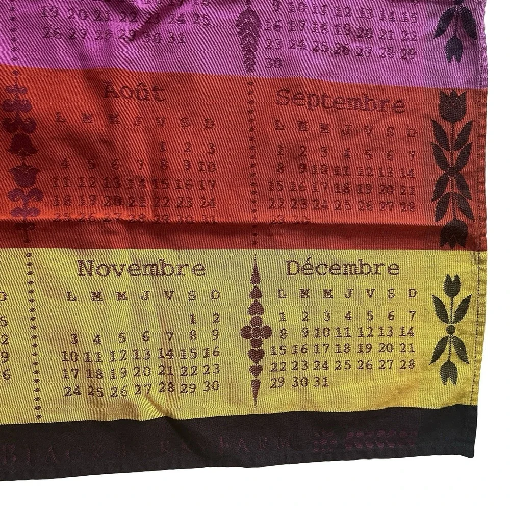 Jacquard‎ Francais 2014 Calendar Tea Towel Multicolor 100% Cotton Colorblock